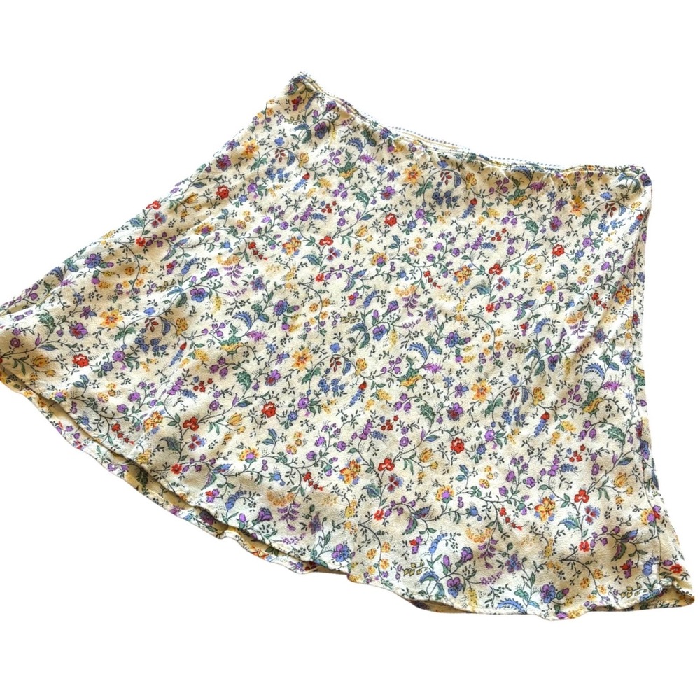 Reformation Cream Floral Mini Skirt
